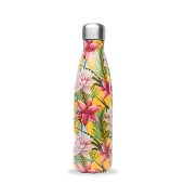 Qwetch QD3106 Tropik Çiçek Desenli Isı Yalıtımlı 500ml Termos - Sarı - 1