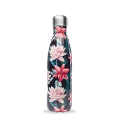 Qwetch QD3107 Tropik Çiçek Desenli Isı Yalıtımlı 500ml Termos - Siyah - 1