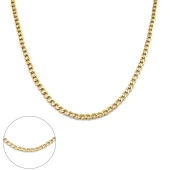 FerizZ Altın Kaplama Figaro Unisex Zincir Kolye 80 cm  ZN-260 thumbnail 1