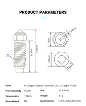 Elegoo Neptune 4 Plus-Max Krom Zirkonyum Bakır  Nozzle 500°C(0.4mm) thumbnail 3