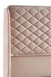 Niron Baklava Lüks Baza ve Başlık Seti 180x200 cm Çift Kişilik Metal Baza ve Başlık Takımı Krem Kumaş - 5