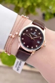 Daniel Klein DKISTE1149 Takvimli Kasası Rose Kordonu Kahverengi Renk Hediye Paketli Kadın Kol Saati ve Bileklik thumbnail 2