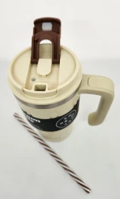 Shotay Handle Mug ST-8169 680ml Pipetli-Pipetsiz Kullanım Termos Bardak Krem - 2