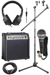 Midex MGA-30BK-PAK Elektro Gitar Amfisi Seti 30 Watt Gain Özellikli (Amfi Mikrofon Stand Kulaklık Jack Kablo) - 2