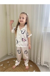 Anneler Günü kombini kalpli anne-kız pijama partisi saten (FİYAT BİR TAKIM İÇİN GEÇERLİDİR) - 5
