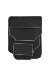 Her Araca Uyumlu Siyah Renk Topuk Destekli Kaydırmaz Tabanlı Üstü Yumoş Kumaş Oto Halı Paspas,Gri thumbnail 1