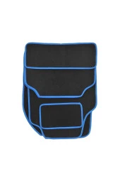 Her Araca Uyumlu Siyah Renk Topuk Destekli Kaydırmaz Tabanlı Üstü Yumoş Kumaş Oto Halı Paspas, Mavi thumbnail 1