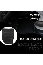 Her Araca Uyumlu Siyah Renk Topuk Destekli Kaydırmaz Tabanlı Üstü Yumoş Kumaş Oto Halı Paspas,Siyah - 2