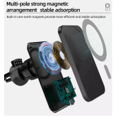 360 Rotasyon 15W  Magsafe Kablosuz Şarj Oto Araç İçi Telefon Tutucu  Hızlı Şarj Manyetik Tutucu - 5
