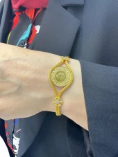 Darphane Çeyrek Kazaz Örme Zincir Kartanesi Altın Çeyrekli Bileklik thumbnail 1