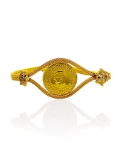 Darphane Çeyrek Kazaz Örme Zincir Kartanesi Altın Çeyrekli Bileklik thumbnail 4