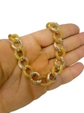 Kalın Taşsız Gurmet Füzyon Model Üst Kalite İşçilik 14 Ayar Altın Bileklik thumbnail 4