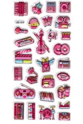 Sticker Kabartmalı Stiker Defter Planlayıcı Etiket (Lde019)-19x9cm - Pembe Müzik thumbnail 2