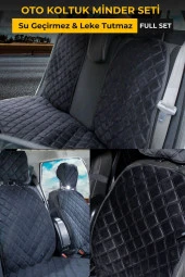 Su Geçirmez & Terletmez Sırtlı Oto Koltuk Minder Seti-Koltuk Koruma Kılıfı (Full Set)-Siyah thumbnail 1