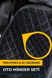Su Geçirmez & Terletmez Sırtlı Oto Koltuk Minder Seti-Koltuk Koruma Kılıfı (Full Set)-Siyah thumbnail 2