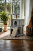 Pet Dreams Kabon Lüks Kedi Tırmalama, Yuvalı, Rampalı ve Minderli Dinlenme Alanı - 1