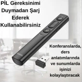 Coofbe 100Mt Mesafeli USB Girişli Şarjlı RF2.4GHz Projeksiyon Sunum Kumandası Kırmızı Lazer İşaretçili - 2
