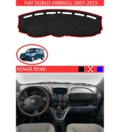 Fiat Doblo Airbagli 2007-2015 İçin Uygun Torpido Koruma Halısı Siyah Kenar Renk Kırmızı thumbnail 1