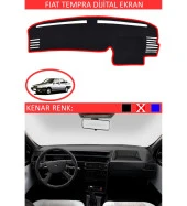 Fiat Tempra Dijital Ekran İçin Uygun Torpido Koruma Halısı Siyah Kenar Renk Kırmızı thumbnail 1