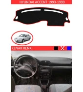 Hyundai Accent Yumurta Kasa 1993-1999 İçin Uygun Torpido Koruma Halısı Siyah Kenar Renk Kırmızı thumbnail 1