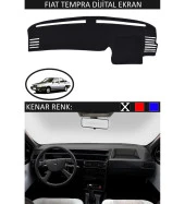 Fiat Tempra Dijital Ekran İçin Uygun Torpido Koruma Halısı Siyah Kenar Renk Siyah - 1