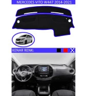 Mercedes Vito W447 2014-2021 İçin Uygun Torpido Koruma Halısı Siyah Kenar Renk Mavi thumbnail 1