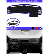 Fiat Tempra Dijital Ekran İçin Uygun Torpido Koruma Halısı Siyah Kenar Renk Mavi thumbnail 1