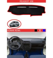 Peugeot 106 İçin Uygun Torpido Koruma Halısı Siyah Kenar Renk Kırmızı thumbnail 1