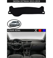 Skoda Octavia 2013-2019 İçin Uygun Torpido Koruma Halısı Siyah Kenar Renk Siyah thumbnail 1