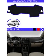 Volkswagen Jetta 2010+ İçin Uygun Torpido Koruma Halısı Siyah Kenar Renk Mavi thumbnail 1