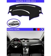 Mazda 3 2009-2013 İçin Uygun Torpido Koruma Halısı Siyah Kenar Renk Mavi thumbnail 1