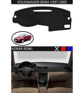 Volkswagen Bora 1997-2005 İçin Uygun Torpido Koruma Halısı Siyah Kenar Renk Siyah - 1