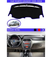 Fiat Punto Grande 2005-2018 İçin Uygun Torpido Koruma Halısı Siyah Kenar Renk Mavi thumbnail 1