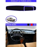 Renault 12 Toros 1973+ İçin Uygun Torpido Koruma Halısı Siyah Kenar Renk Mavi thumbnail 1