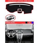 Chevrolet Captiva 2008-2011 İçin Uygun Torpido Koruma Halısı Siyah Kenar Renk Kırmızı thumbnail 1