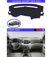Hyundai Accent Era 2006-2011 İçin Uygun Torpido Koruma Halısı Siyah Kenar Renk Mavi thumbnail 1
