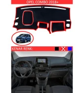 Opel Combo 2018+ İçin Uygun Torpido Koruma Halısı Siyah Kenar Renk Kırmızı thumbnail 1