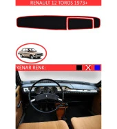 Renault 12 Toros 1973+ İçin Uygun Torpido Koruma Halısı Siyah Kenar Renk Kırmızı thumbnail 1
