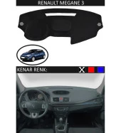 Renault Megane 3 İçin Uygun Torpido Koruma Halısı Siyah Kenar Renk Siyah thumbnail 1