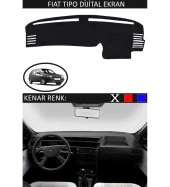 Fiat Tipo Dijital Ekran İçin Uygun Torpido Koruma Halısı Siyah Kenar Renk Siyah thumbnail 1