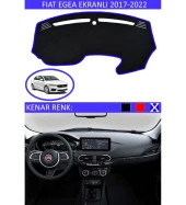 Fiat Egea Ekranlı 2017-2022 İçin Uygun Torpido Koruma Halısı Siyah Kenar Renk Mavi thumbnail 1