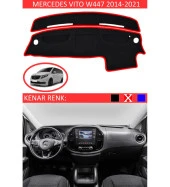 Mercedes Vito W447 2014-2021 İçin Uygun Torpido Koruma Halısı Siyah Kenar Renk Kırmızı thumbnail 1