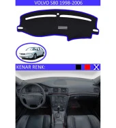 Volvo S80 1998-2006 İçin Uygun Torpido Koruma Halısı Siyah Kenar Renk Mavi thumbnail 1