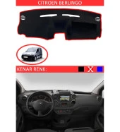 Citroen Berlingo İçin Uygun Torpido Koruma Halısı Siyah Kenar Renk Kırmızı thumbnail 1
