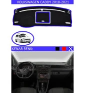 Volkswagen Caddy 2018-2021 İçin Uygun Torpido Koruma Halısı Siyah Kenar Renk Mavi thumbnail 1