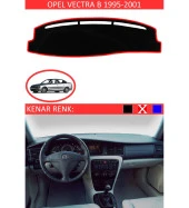 Opel Vectra B 1995-2001 İçin Uygun Torpido Koruma Halısı Siyah Kenar Renk Kırmızı thumbnail 1