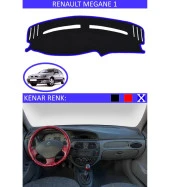 Renault Megane 1 İçin Uygun Torpido Koruma Halısı Siyah Kenar Renk Mavi thumbnail 1