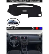 Volkswagen Golf 5 2003-2009 İçin Uygun Torpido Koruma Halısı Siyah Kenar Renk Siyah - 1