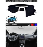 Dacia Sandero Stepway 2015-2020 İçin Uygun Torpido Koruma Halısı Siyah Kenar Renk Siyah thumbnail 1