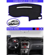 Ford Focus 2 2005-2010 İçin Uygun Torpido Koruma Halısı Siyah Kenar Renk Mavi thumbnail 1
